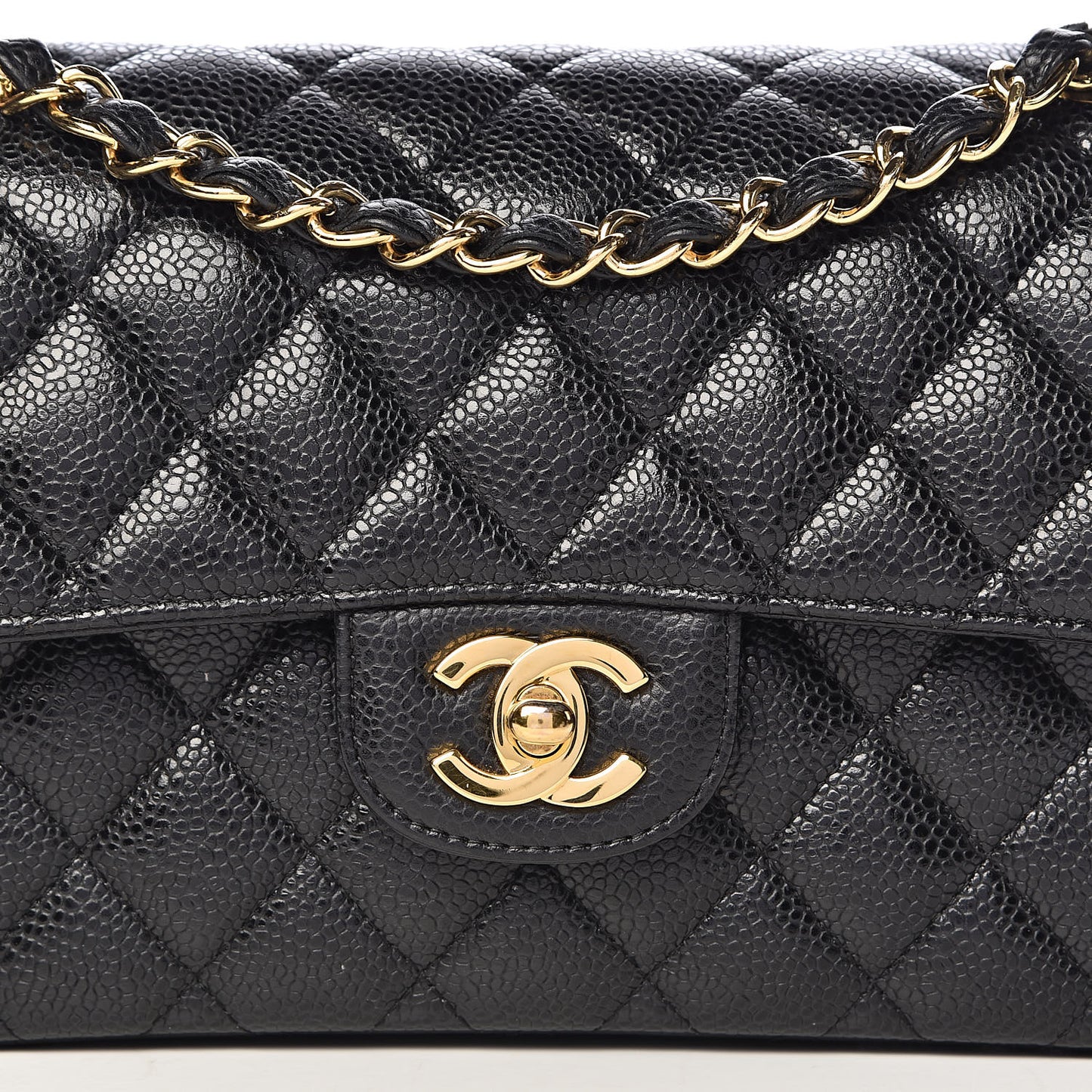 Caviar Quilted Small Double Flap Black
