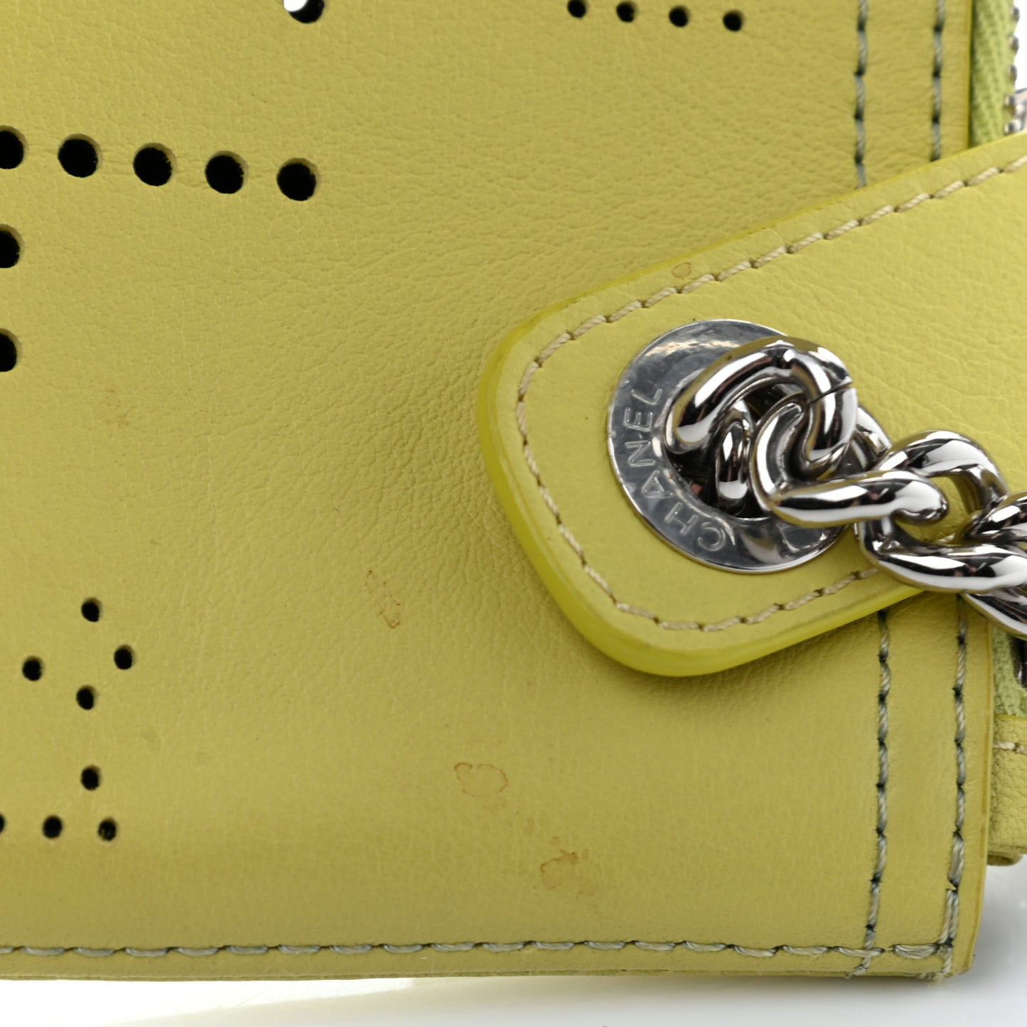 Calfskin Eyelets Clutch Yellow