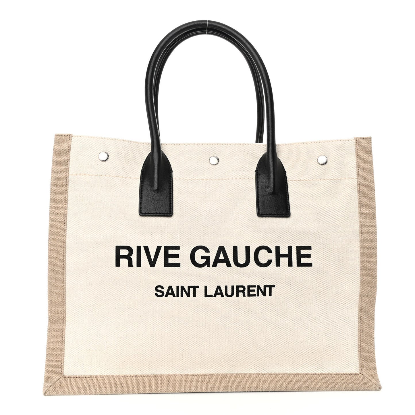 Linen Calfskin Small Rive Gauche Tote Greggio Natural