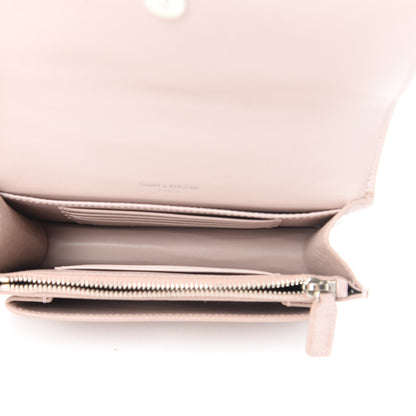 Saint Laurent Calfskin Crocodile Embossed Monogram Sunset Chain Wallet Marble Pink 5 of 12