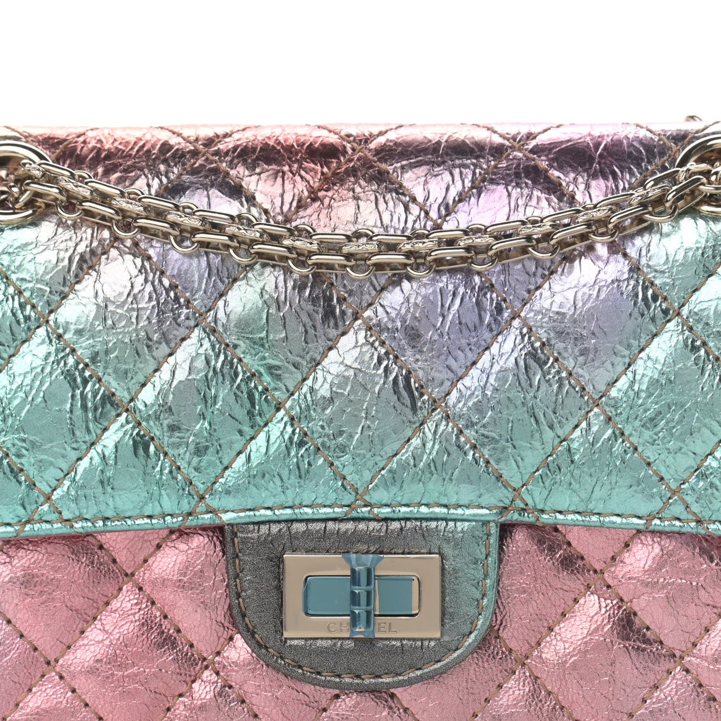 Metallic Goatskin Quilted Mini 2.55 Reissue Flap Multicolor