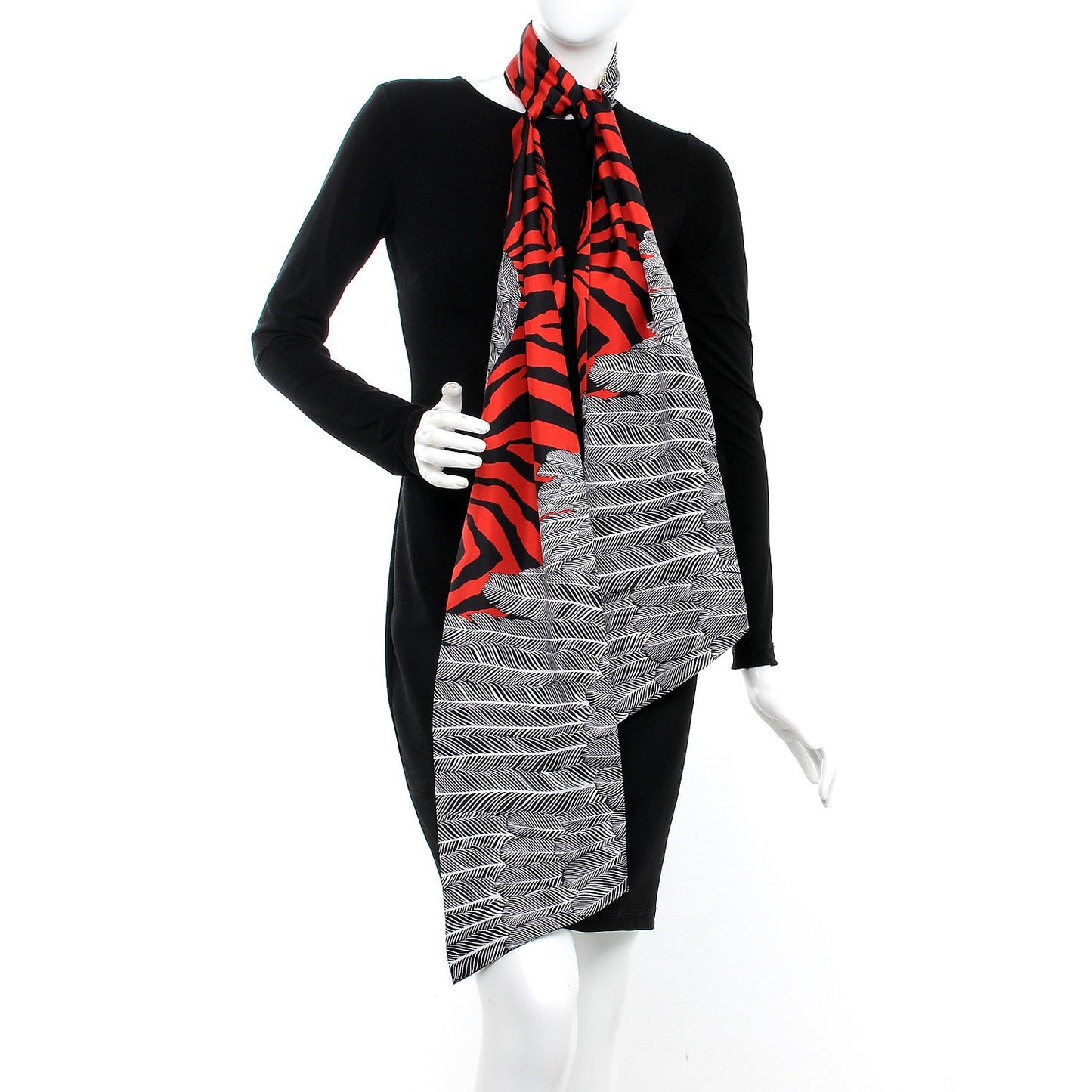 Silk Zebra Pegasus Maxi Twilly Noir Rouge Blanc