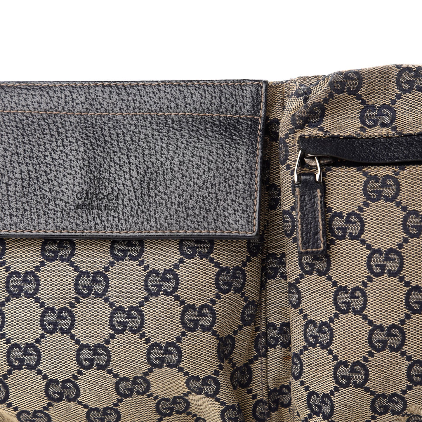 GG Monogram Web Double Pocket Belt Bag Navy