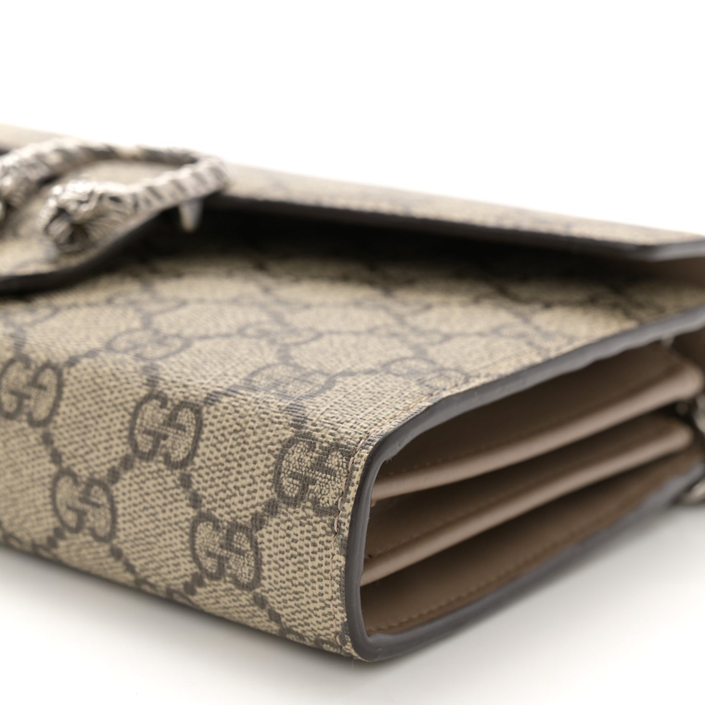 GG Supreme Monogram Mini Dionysus Chain Wallet Beige Taupe