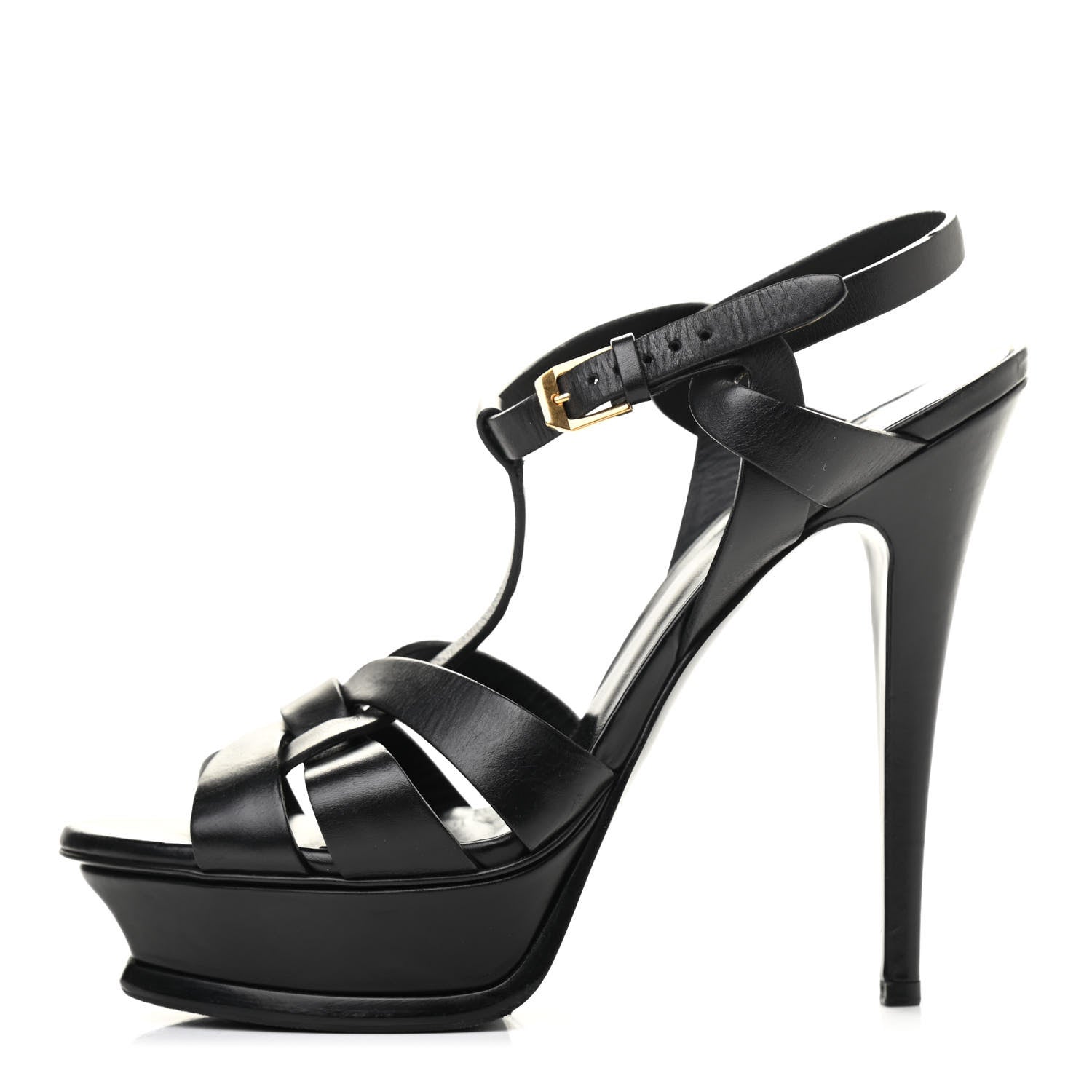 Saint Laurent Calfskin Tribute 105 Platform Sandals 39.5 Black 1 of 8