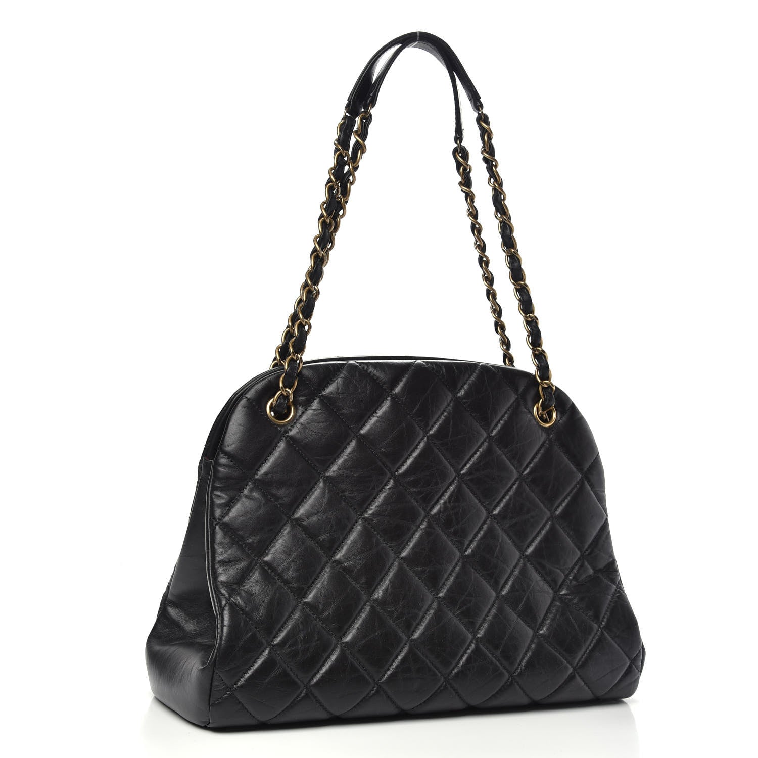 Chanel Aged Calfskin Large Just Mademoiselle Bowling Bag Black 3 of 10