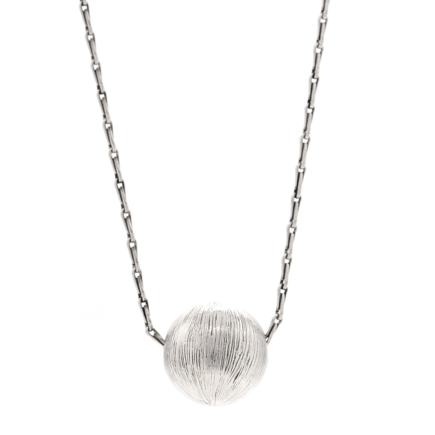 Saint Laurent Metal Textured Ball Chain Link Necklace Silver 4 of 6