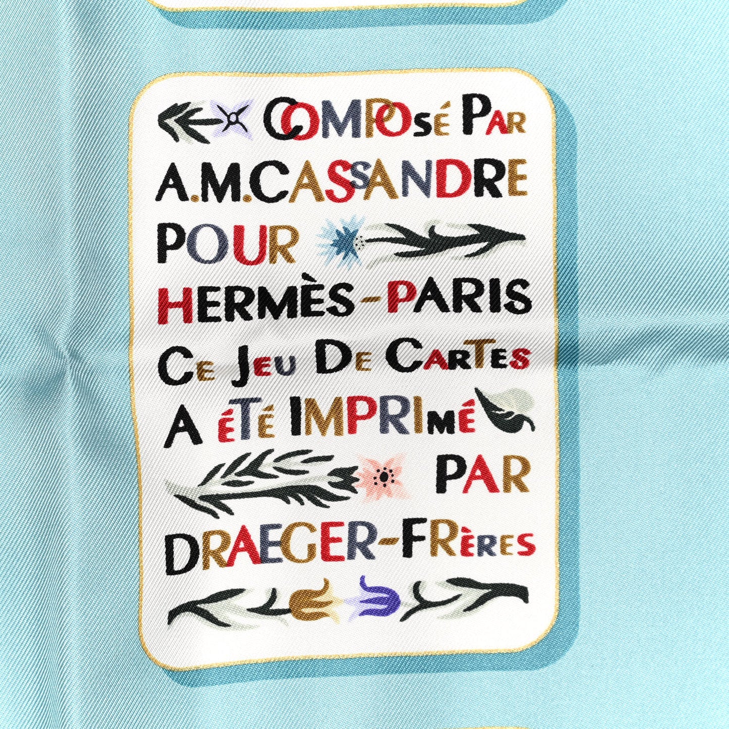 Silk Jeu de Cartes Scarf 90 Bleu Glacier Rouge Black