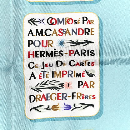 Hermes Silk Jeu de Cartes Scarf 90 Bleu Glacier Rouge Black 2 of 5