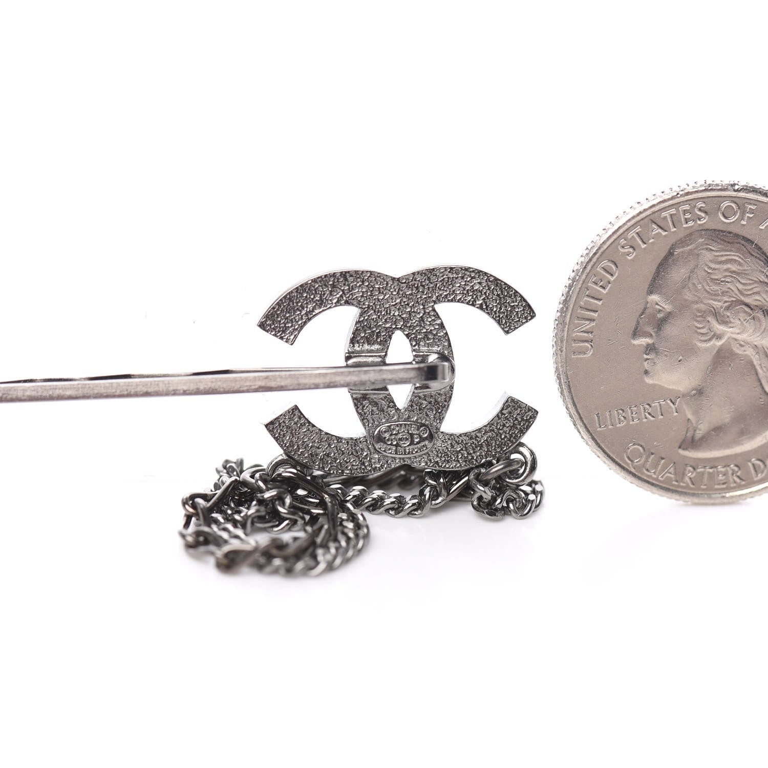 Chanel CC Triple Chain Hair Clip Silver 3 of 4