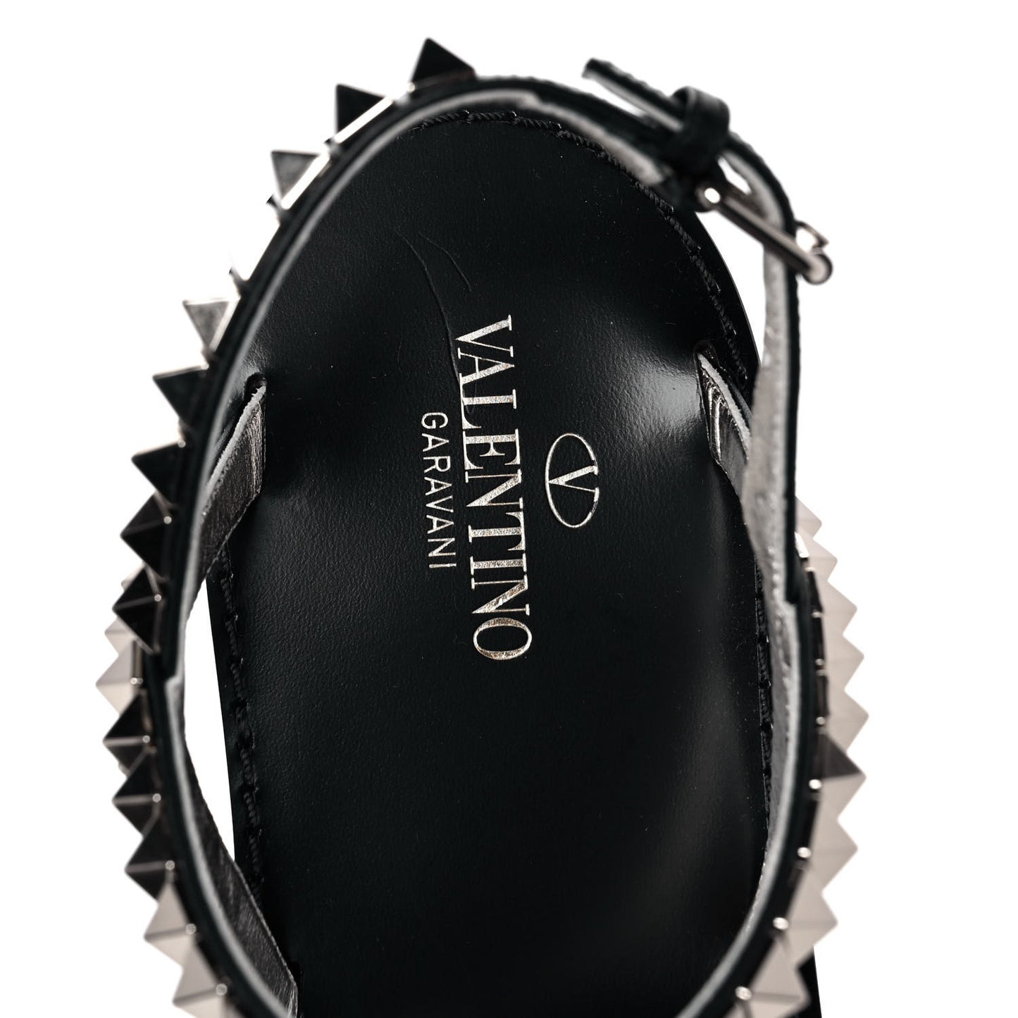 Calfskin Rockstud No Limit Slingback Flat Thong Sandals 38.5 Black