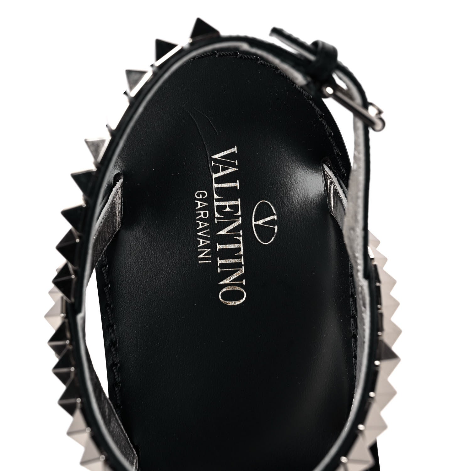 Valentino Garavani Calfskin Rockstud No Limit Slingback Flat Thong Sandals 38.5 Black 7 of 8