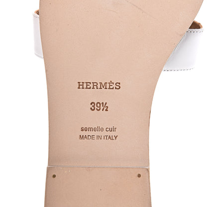 Hermes Box Calfskin Clous Pyramide Oran Sandals 39.5 White 6 of 9