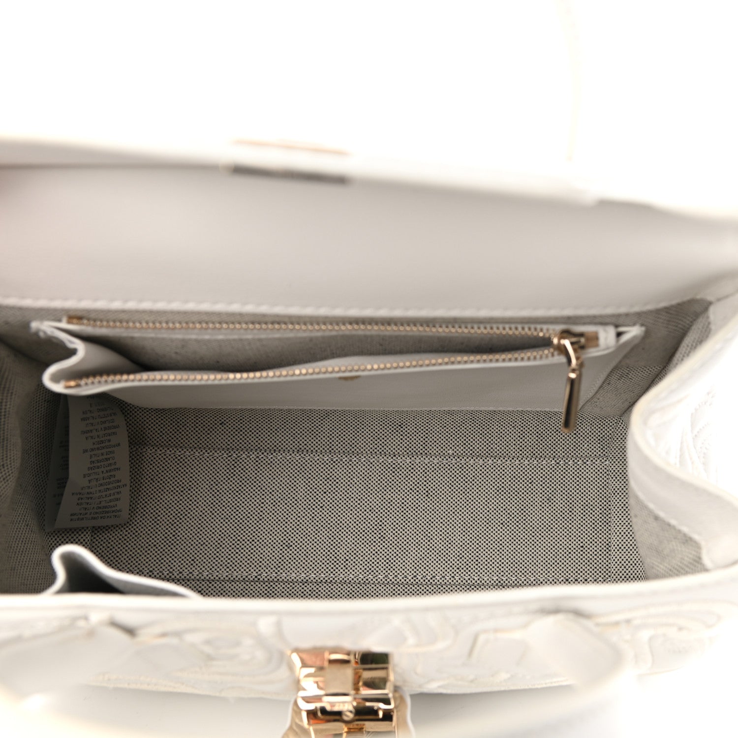 Versace Calfskin Embroidered Medium Baroque Palazzo Empire Bag White 5 of 10