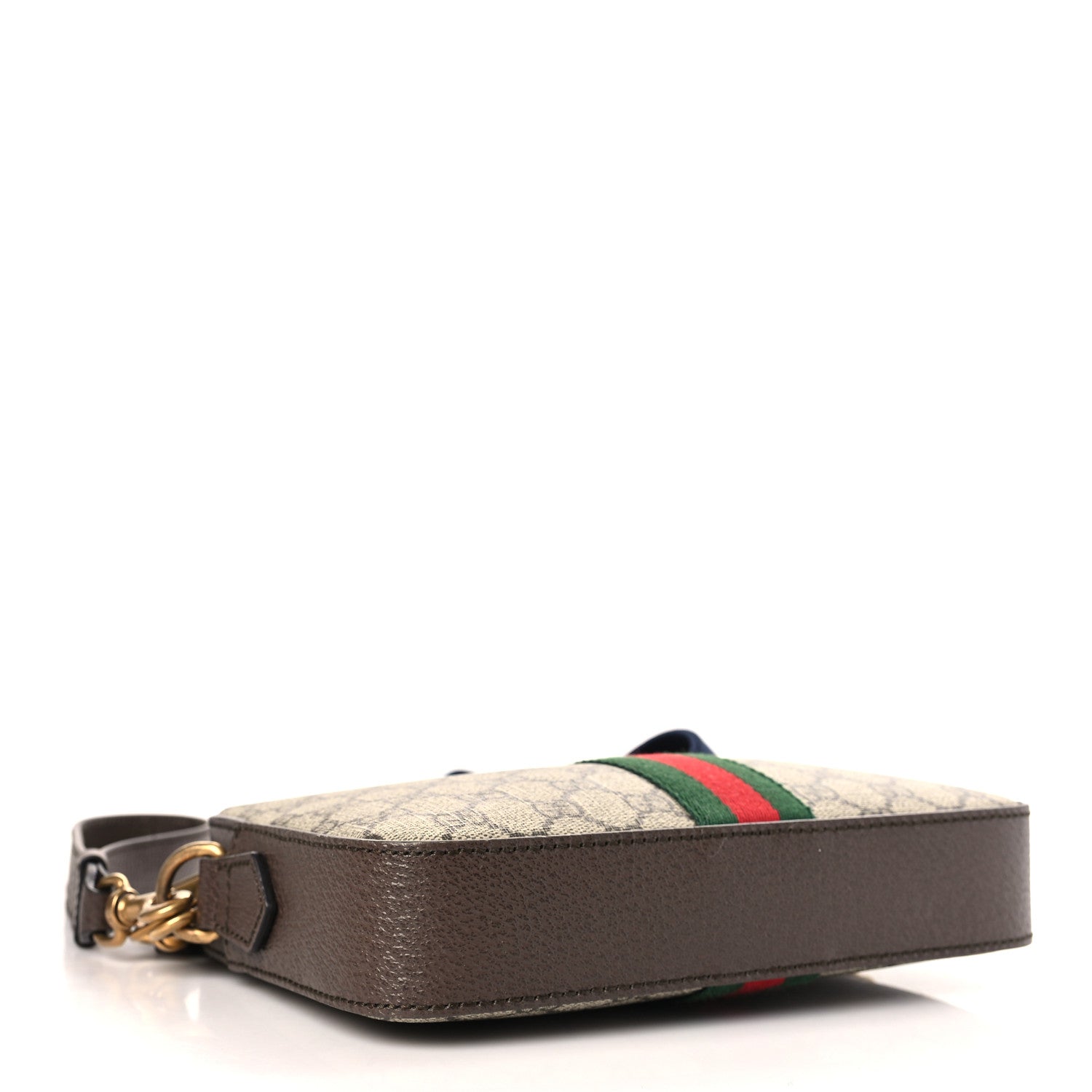 Gucci GG Supreme Monogram Textured Dollar Calfskin Web Ophidia Wristlet Shoulder Bag Beige Ebony New Acero 4 of 9