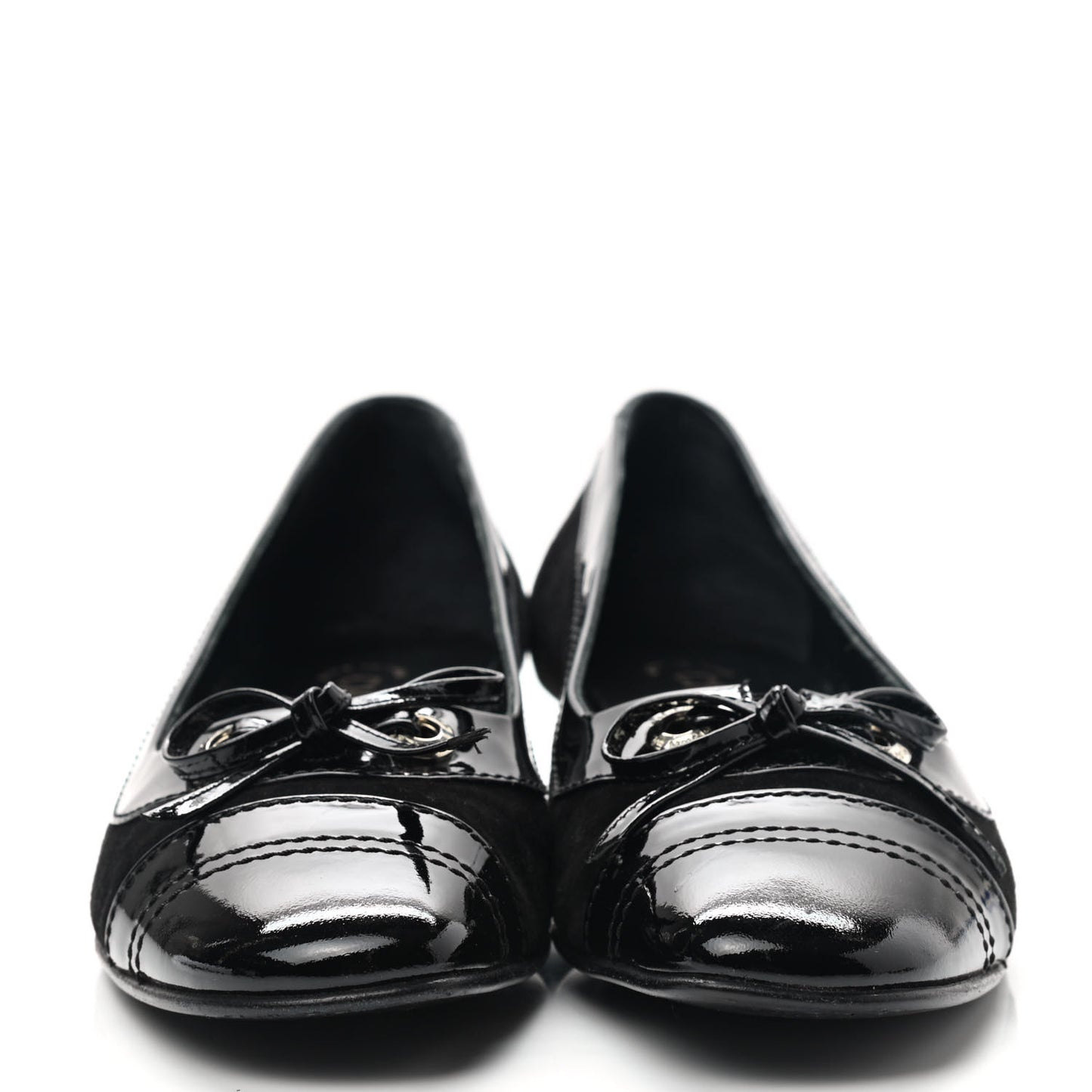 Patent Suede Cap Toe Kitten Heel Pumps 39 Black