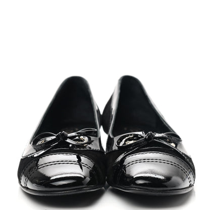 Chanel Patent Suede Cap Toe Kitten Heel Pumps 39 Black 2 of 8