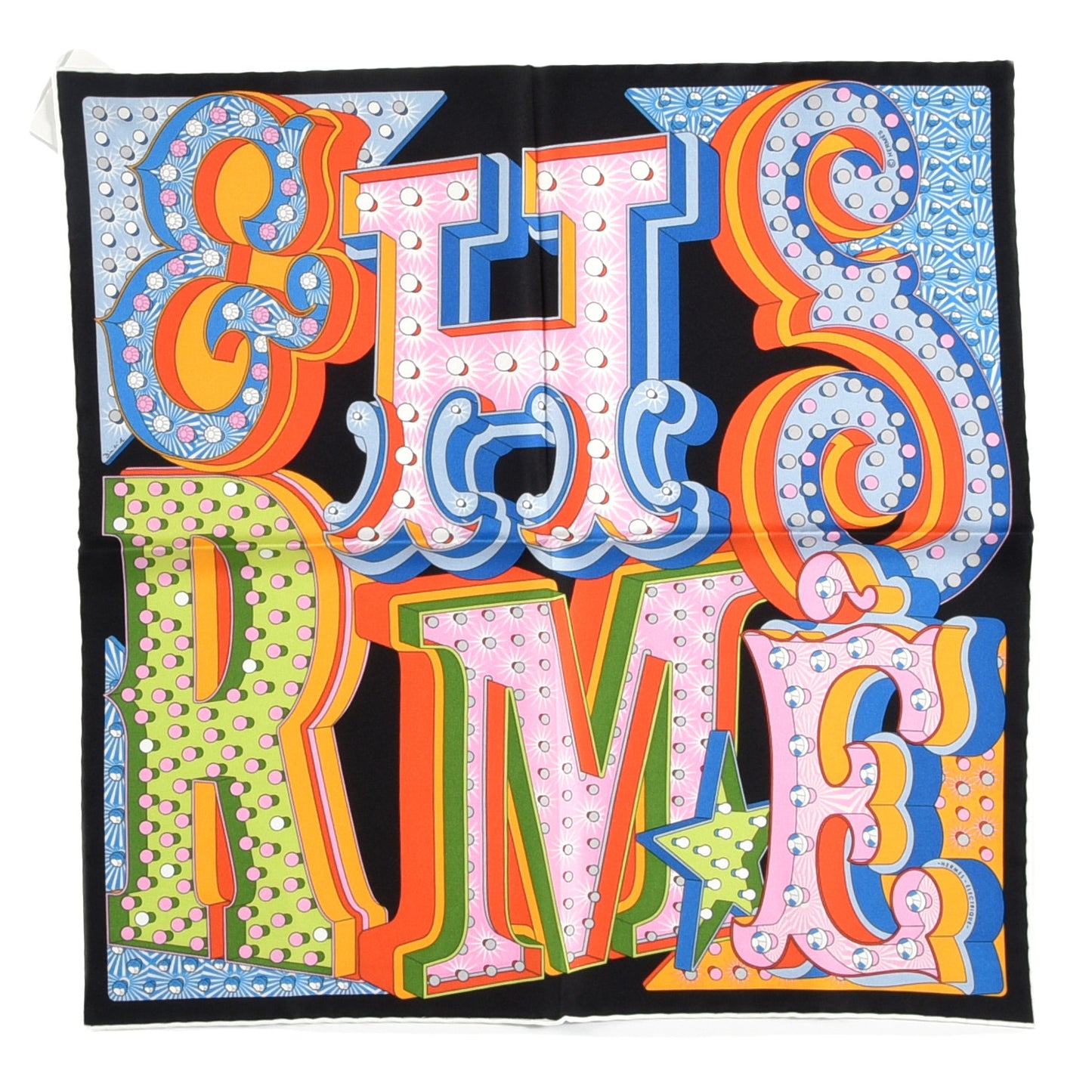 Silk Electrique Scarf 45 Black Orange Multicolor