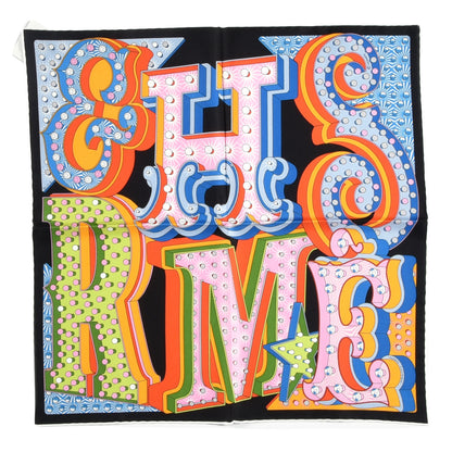 Hermes Silk Electrique Scarf 45 Black Orange Multicolor 1 of 3