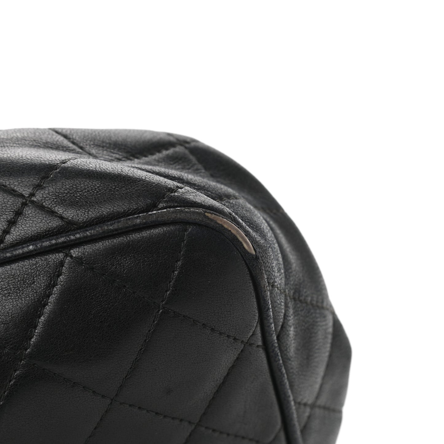 Lambskin Quilted CC Tassel Camera Case Black