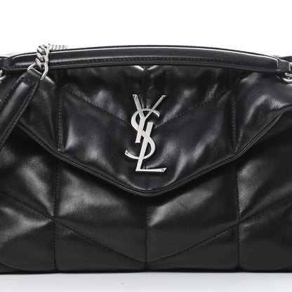 Saint Laurent Lambskin Quilted Small Loulou Puffer Monogram Chain Satchel Black 8 of 15