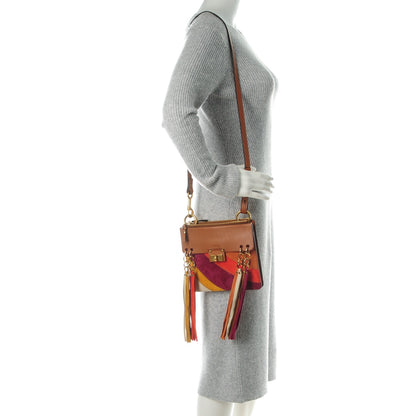 Chloe Calfskin Suede Rainbow Patchwork Small Jane Fringe Bag Caramel 2 of 7