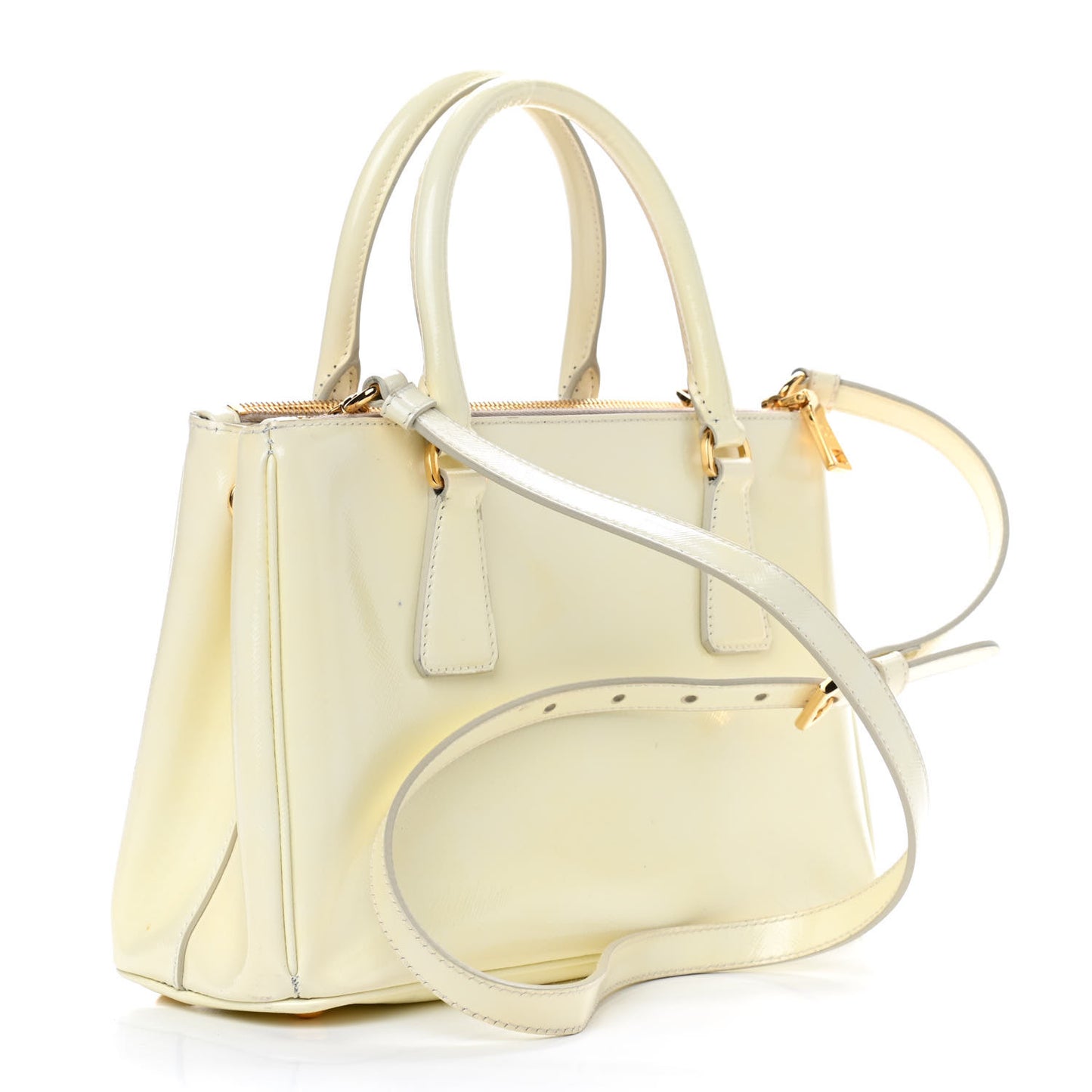 Saffiano Vernice Mini Galleria Double Zip Tote Bianco