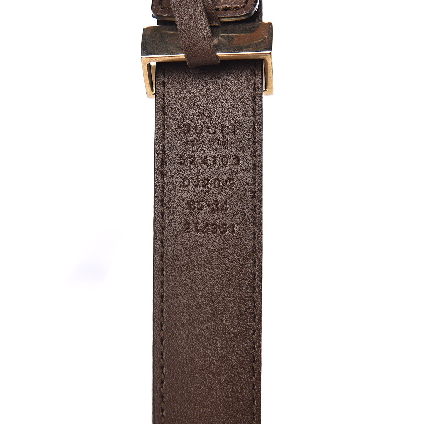 Textured Dollar Calfskin Torchon Double G 25mm Belt 85 34 New Acero