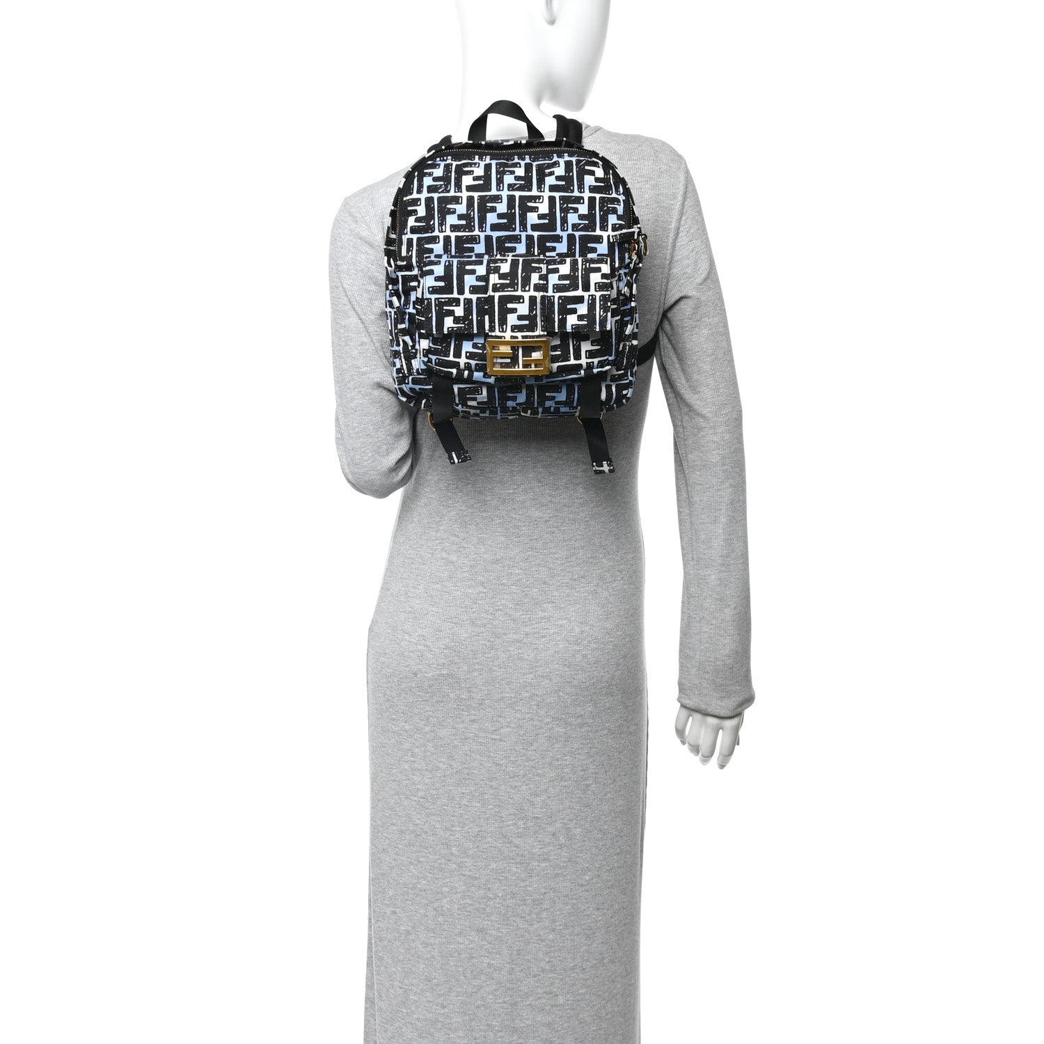Fendi X JOSHUA VIDES Nylon FF Cloudy Pocket Backpack White Celeste