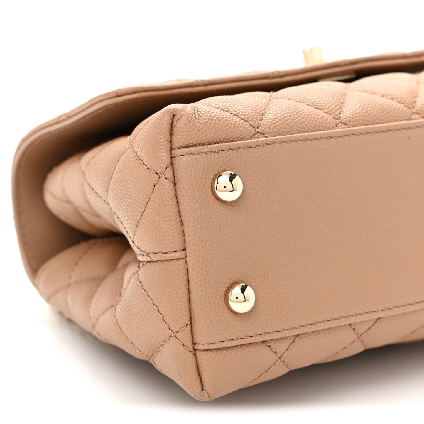 Caviar Quilted Mini Coco Handle Flap Beige Beige