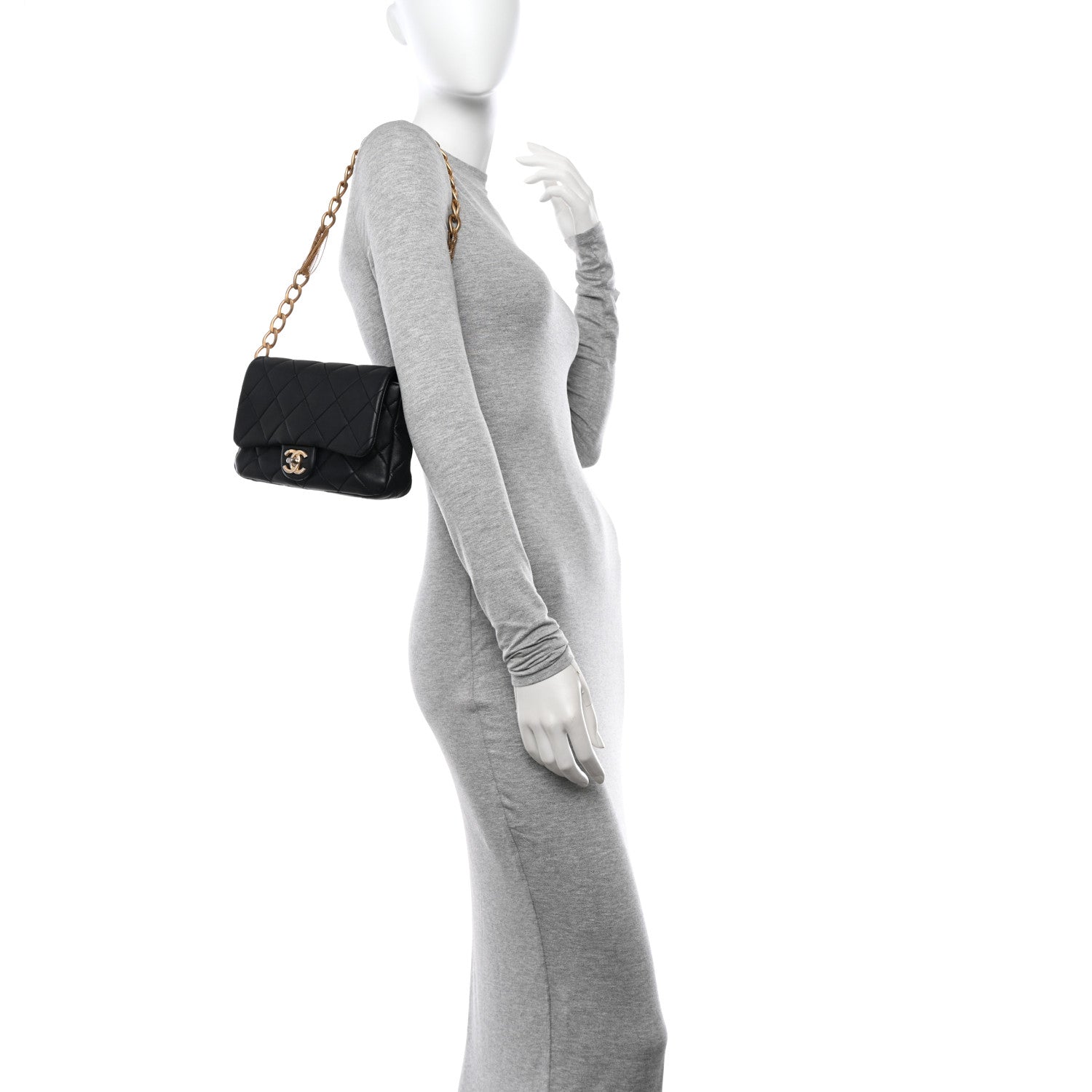 Chanel Lambskin Quilted Chain Flap Black 2 of 11