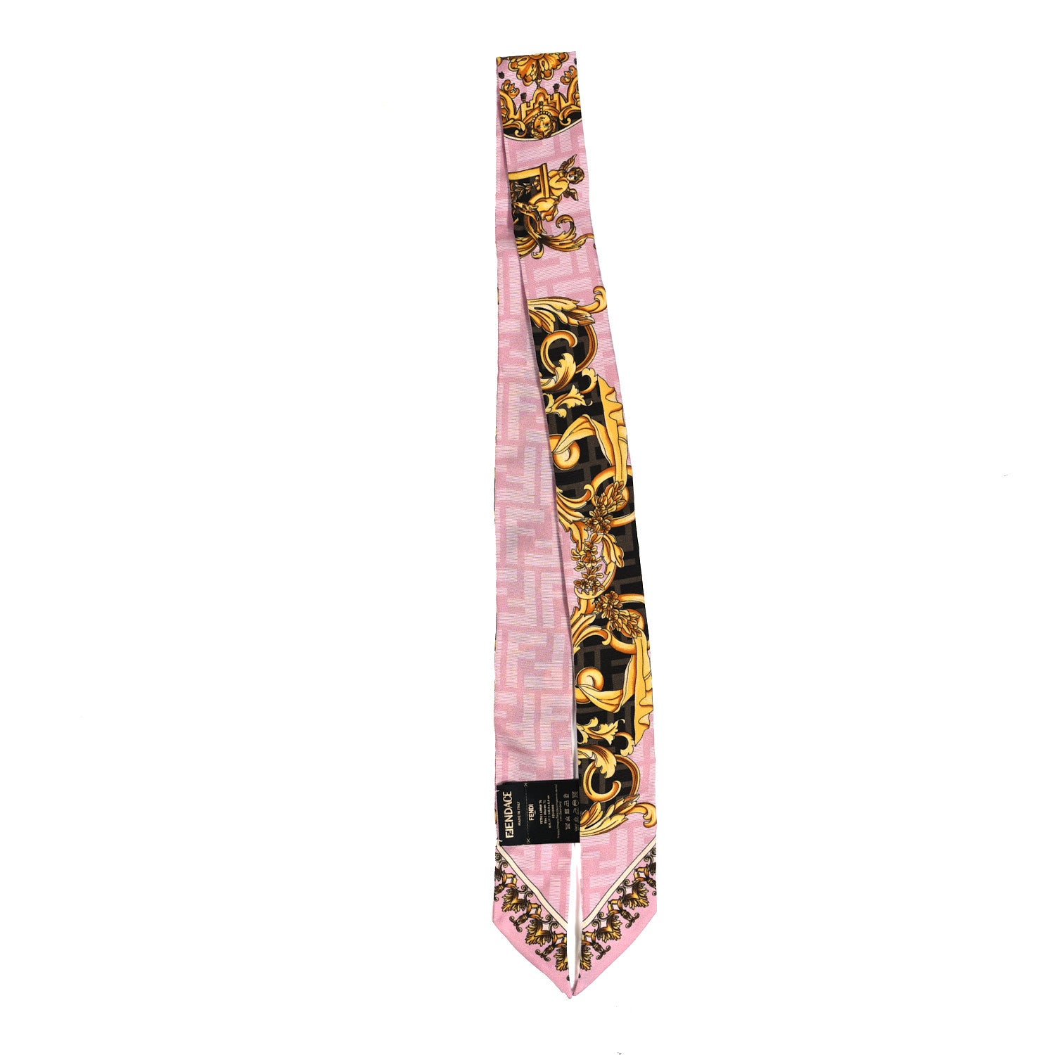 【マーレー】 FENDI×VERSACE シルクスカーフ ピンク Fendi X VERSACE Silk FF Baroque Fendace Wrappy Scarf Rosa Tabacco