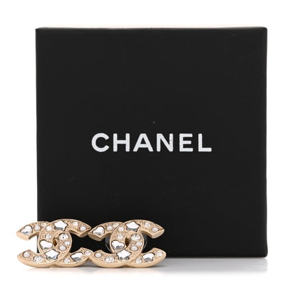 Chanel Crystal Pearl CC Star Heart Earrings Gold 5 of 5