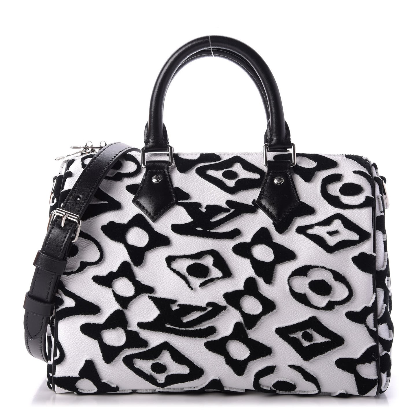 X UF Tufted Monogram Speedy Bandouliere 25 White Black
