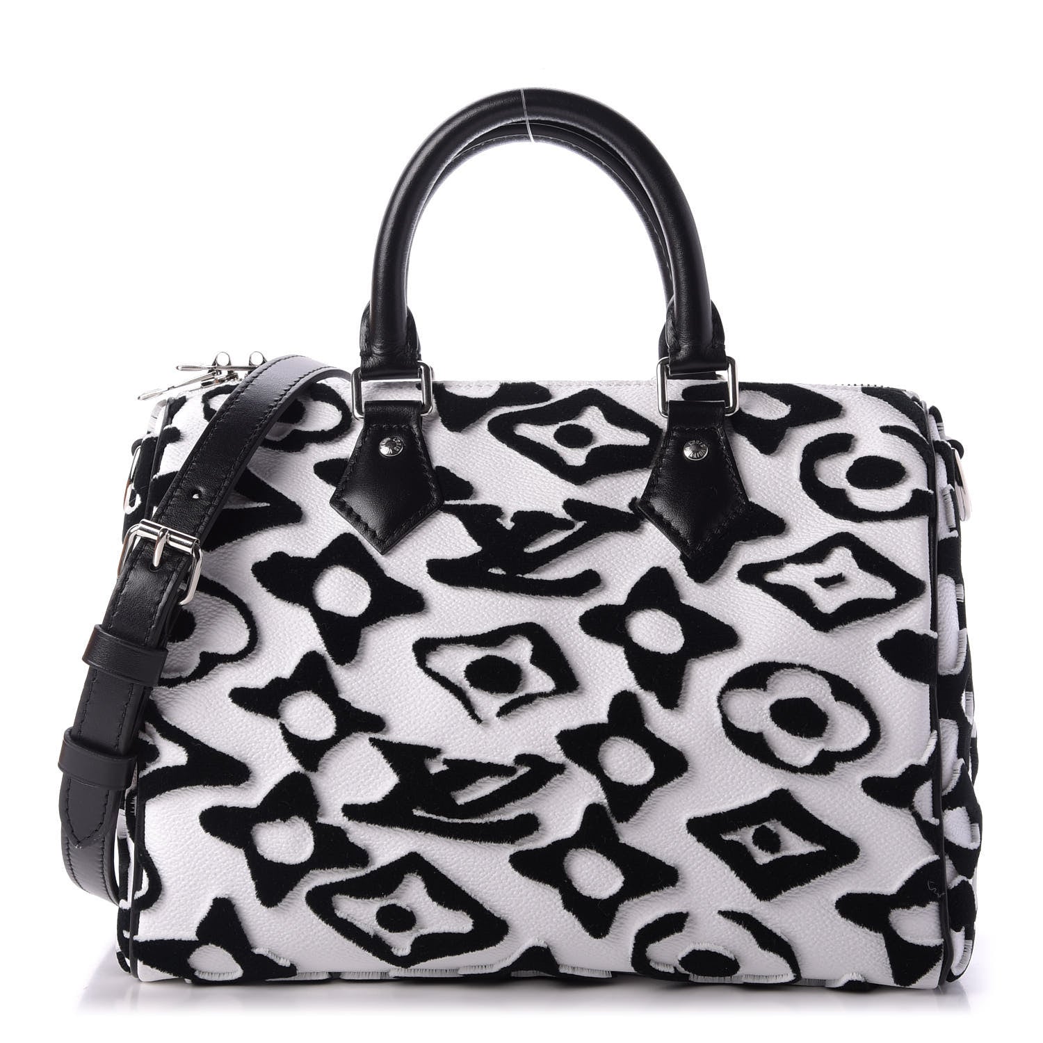 Louis Vuitton X UF Tufted Monogram Speedy Bandouliere 25 White Black 1 of 10