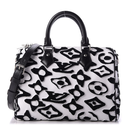 Louis Vuitton X UF Tufted Monogram Speedy Bandouliere 25 White Black 1 of 10