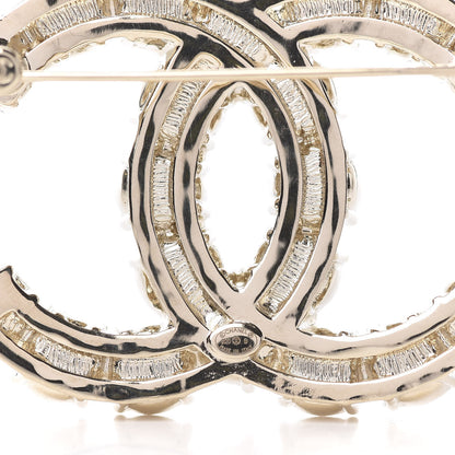 Chanel Crystal Pearl CC Dazzling Domino Brooch Gold 3 of 4