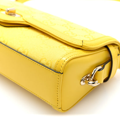 Gucci GG Monogram Textured Dollar Calfskin Small Luce Shoulder Bag Yellow Yellow 9 of 9