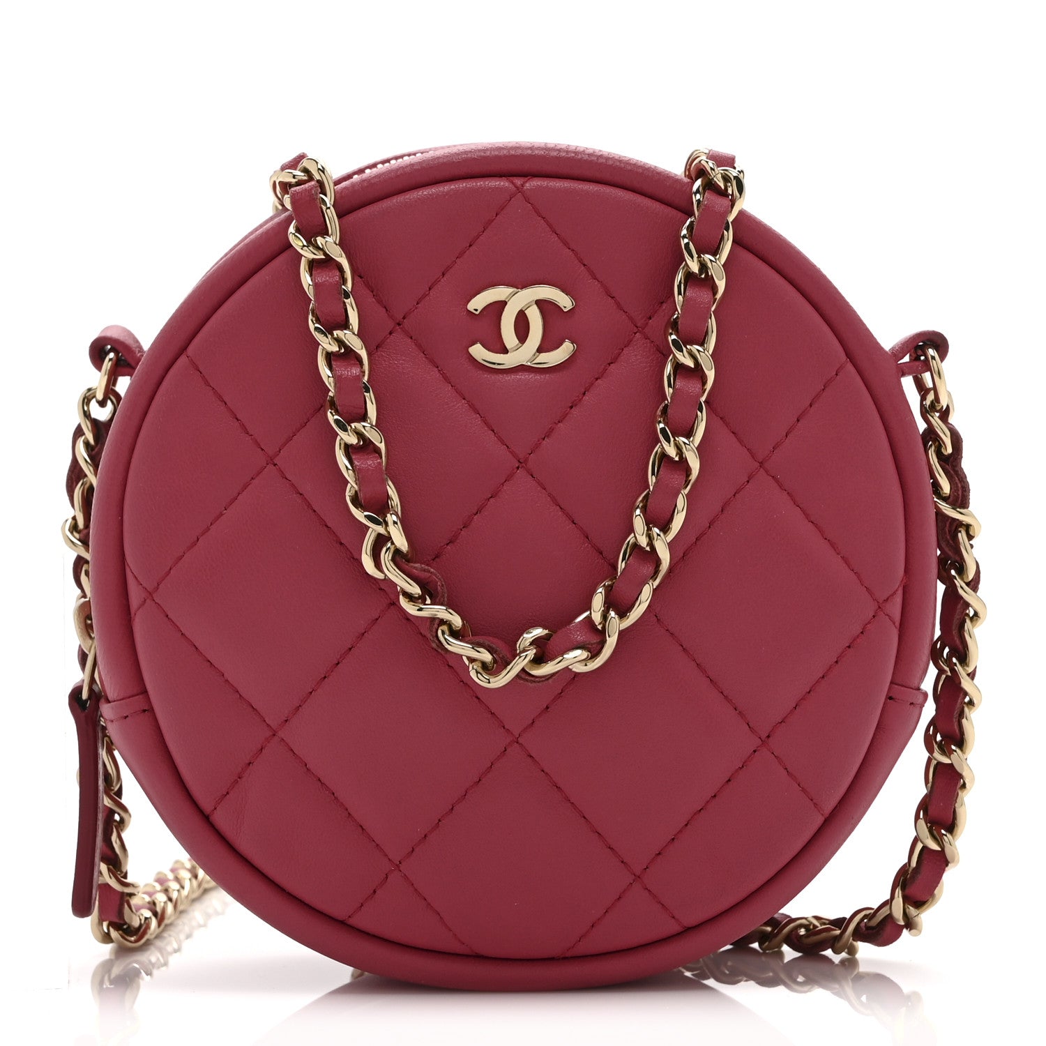 Chanel Lambskin Quilted Round Clutch With Chain Pink 1 of 10