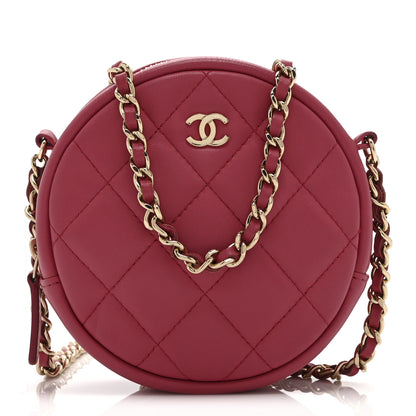 Chanel Lambskin Quilted Round Clutch With Chain Pink 1 of 10