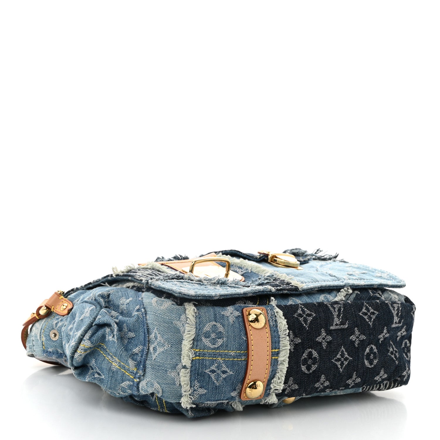Louis Vuitton Denim Patchwork Posty Messenger Bag Blue 4 of 11