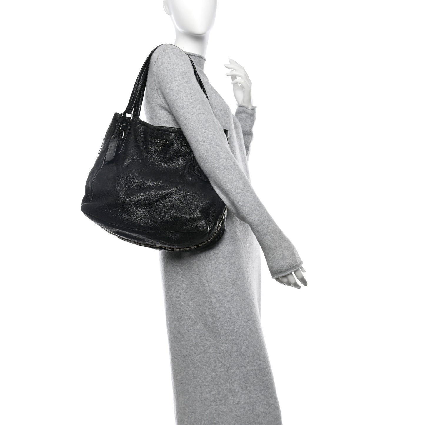 Cervo Lux Side Zipper Tote Black