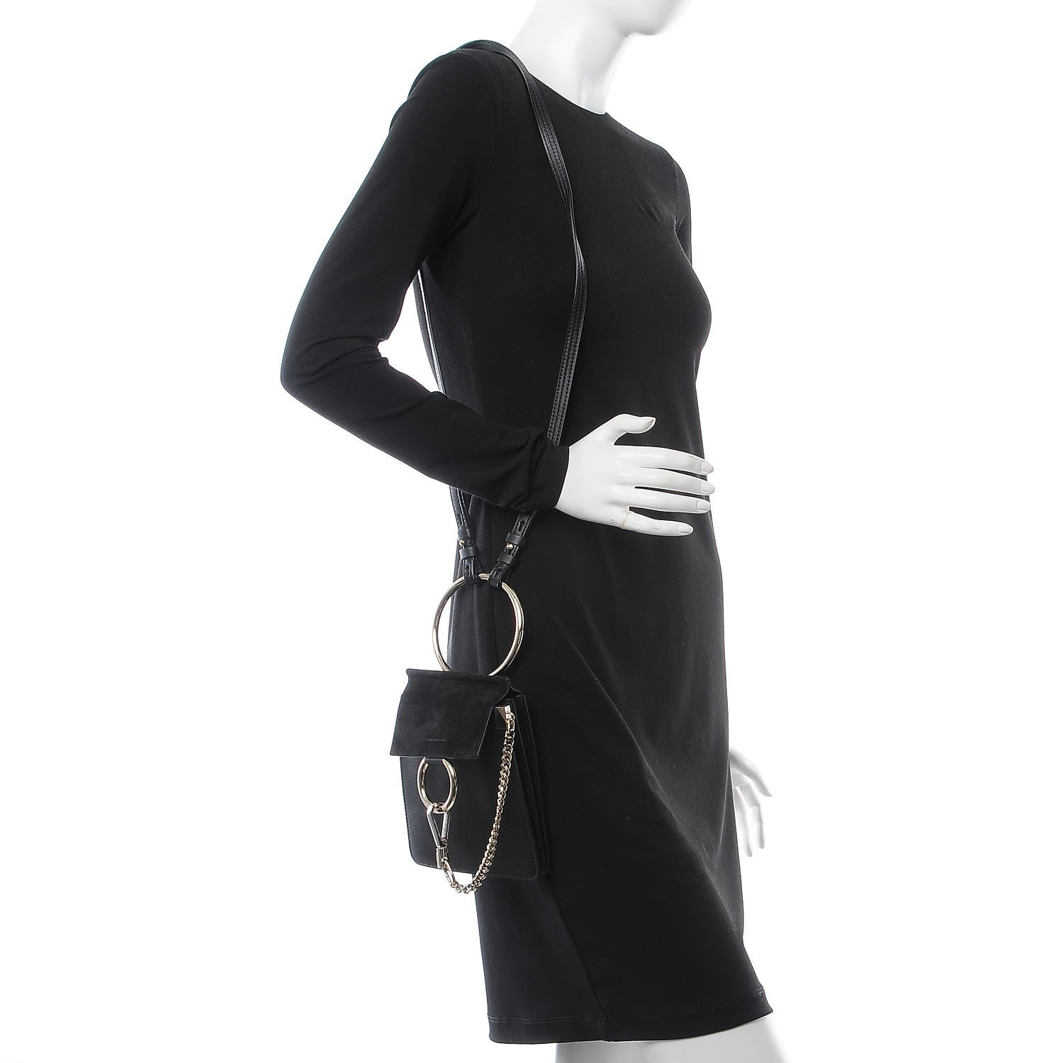 Chloe Suede Calfskin Mini Faye Bracelet Bag Black 2 of 7