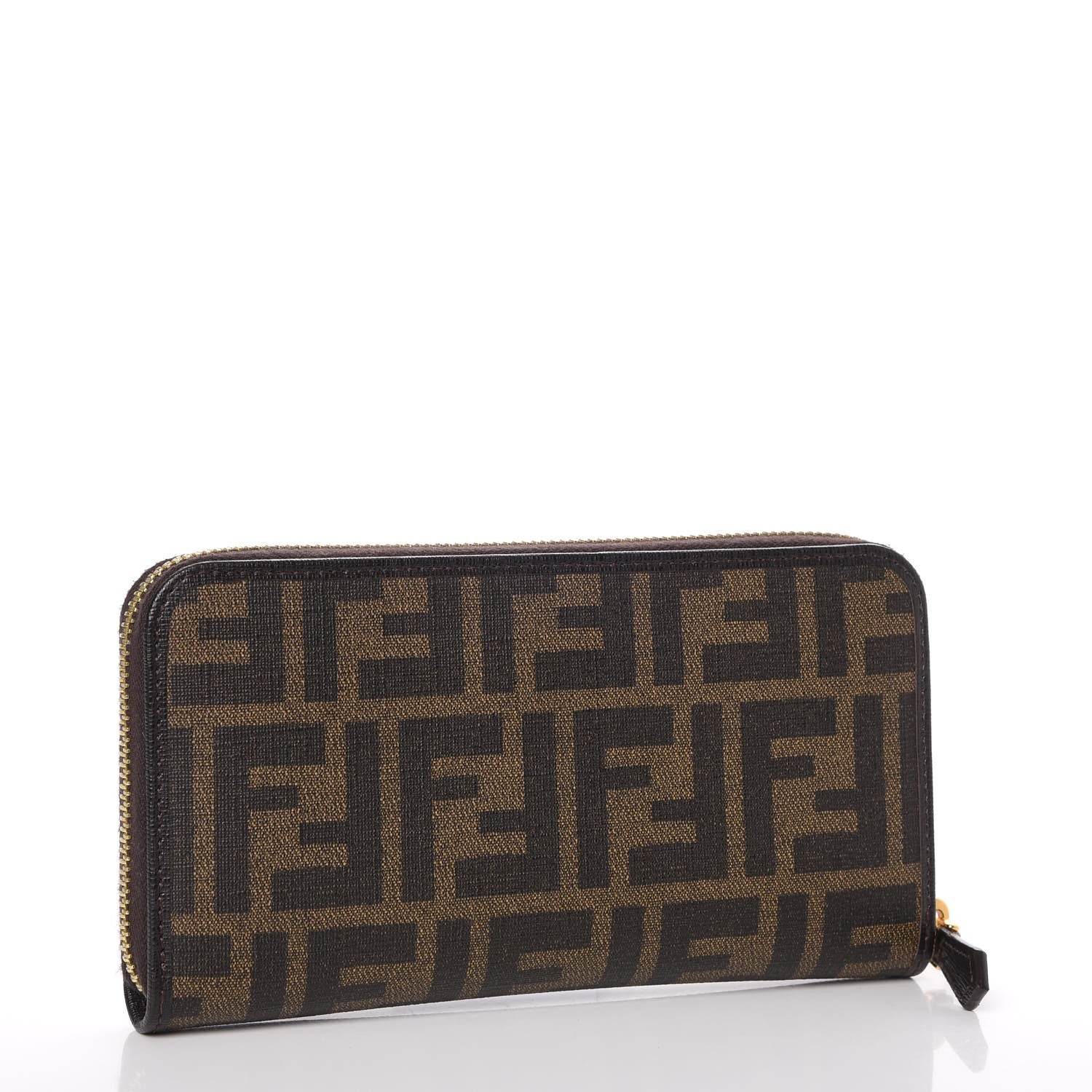 Fendi Zucca Spalmati Vitello Elite Zip Around Wallet Tobacco Ebano 3 of 7