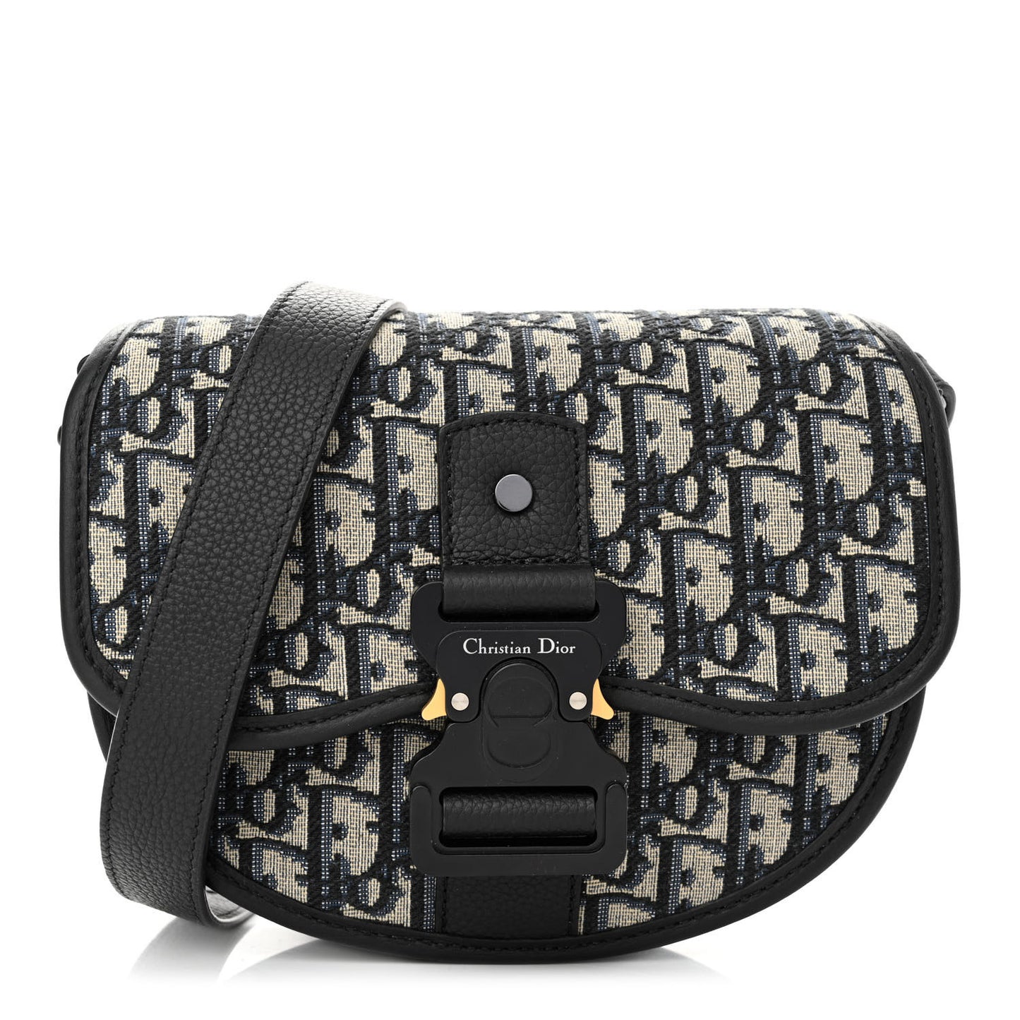 Oblique Grained Calfskin Mini Gallop Bag With Strap Black Beige