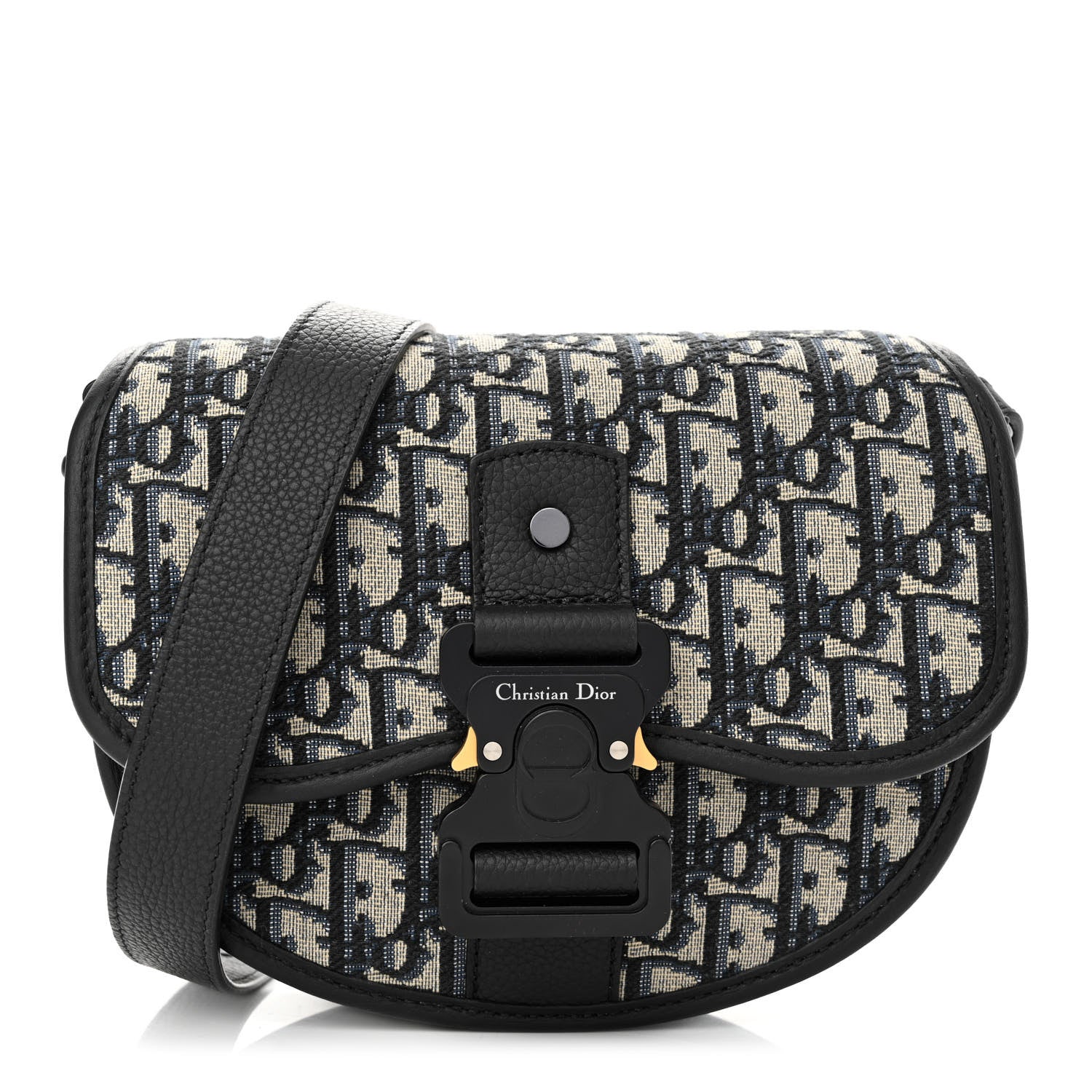 Christian Dior Oblique Grained Calfskin Mini Gallop Bag With Strap Black Beige 1 of 11