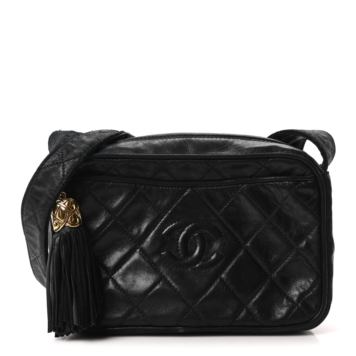 Chanel Lambskin Quilted Tassel Camera Case Black 1 of 10