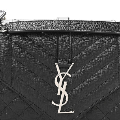 Saint Laurent Grain De Poudre Textured Mixed Matelasse Triquilt Medium Monogram Satchel Black 8 of 11
