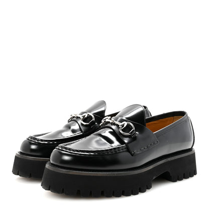 Gucci Cordovan Lux Womens Horsebit 45mm Platform Loafers 39 Black 4 of 10
