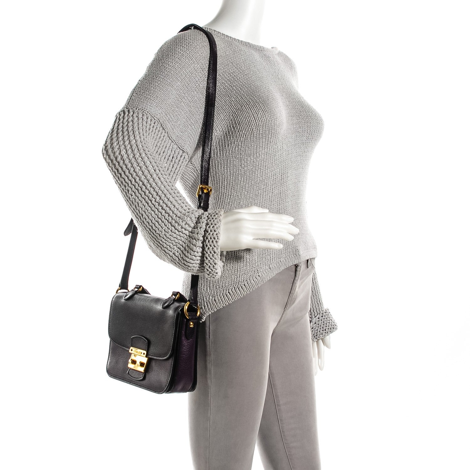 Miu Miu Goatskin Madras Bi-Color Mini Crossbody Bag Viola Iris 2 of 7